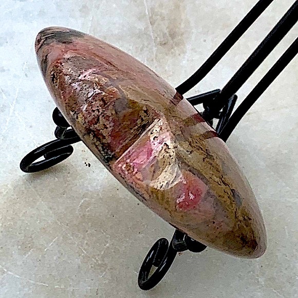 HEART PINK RHODONITE BLACK MANGANESE 3 INCH CARVED NATURAL GEMSTONE NEW CRYSTAL - Picture 5 of 7